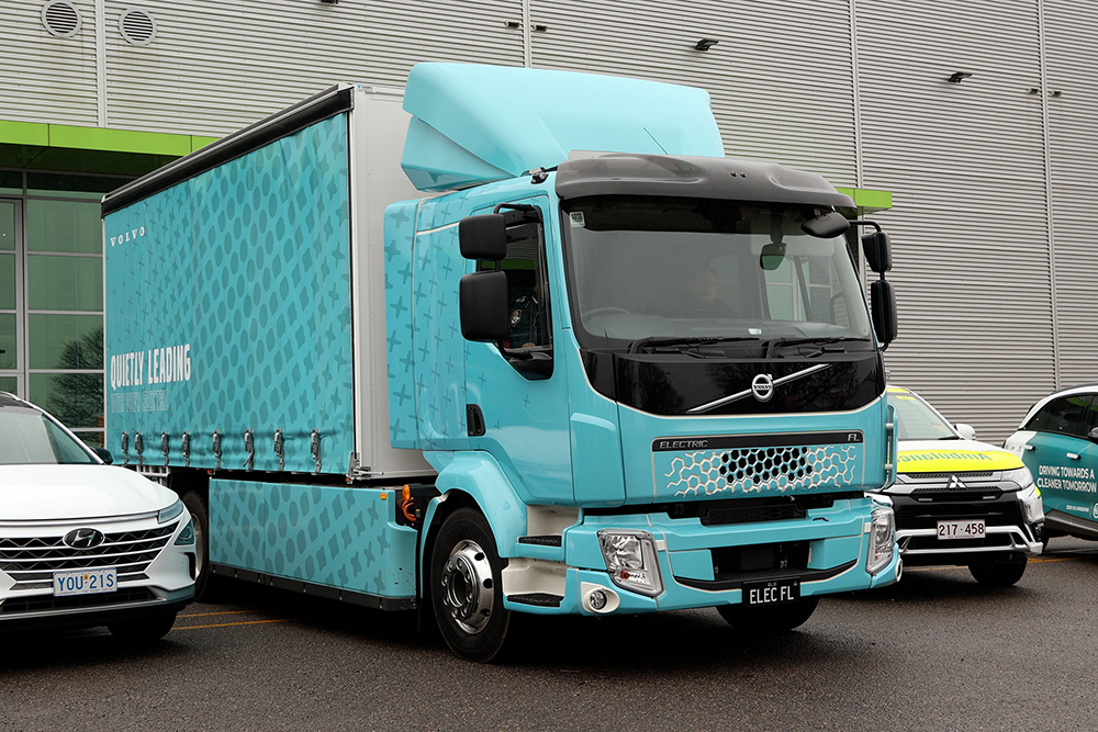 Light Green Volvo electric truck