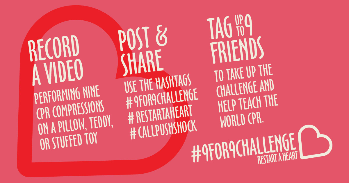 9for9 poster encouraging people to share and teach about CPR