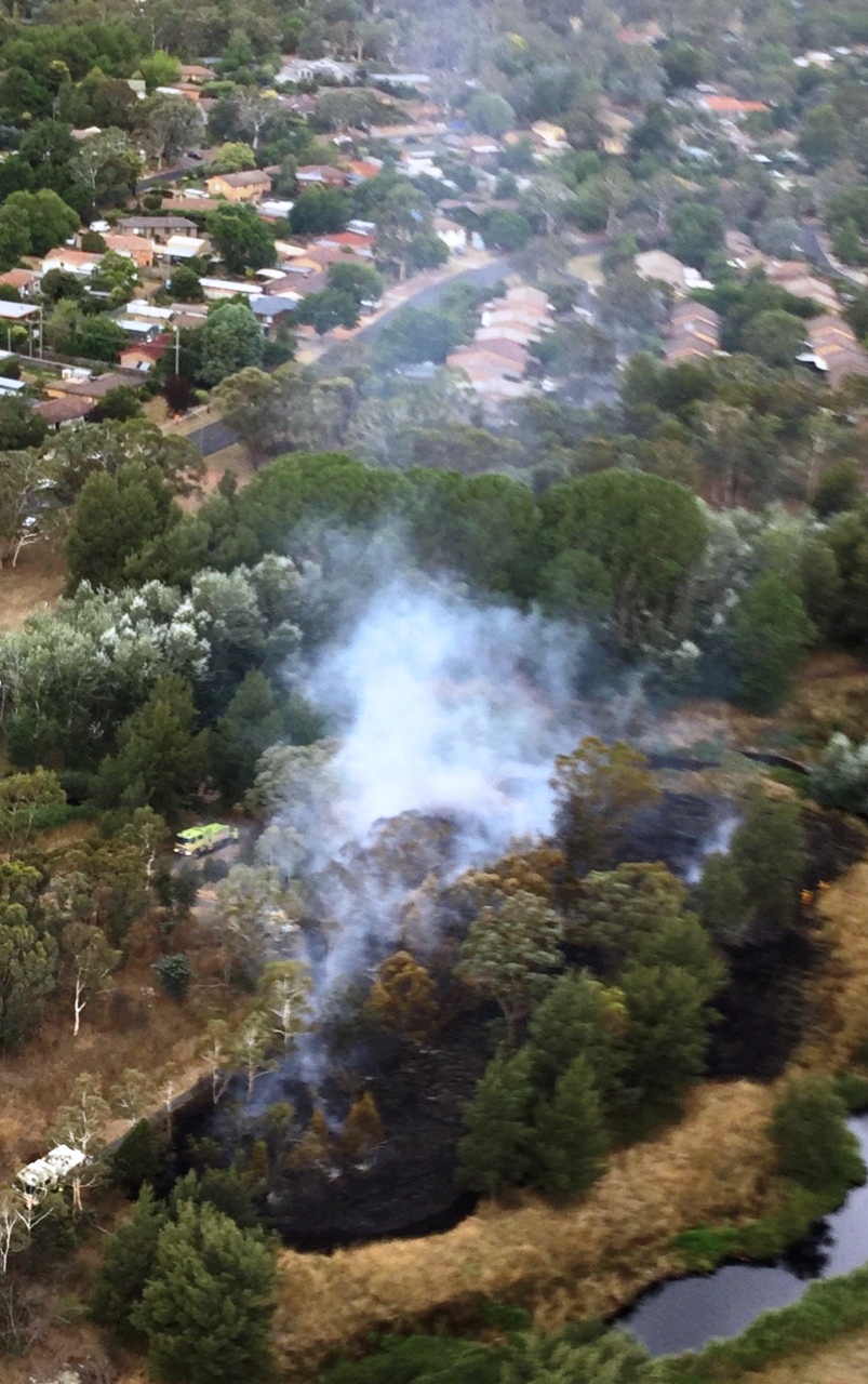 An aerial view of where the fire burned in Latham tonight.